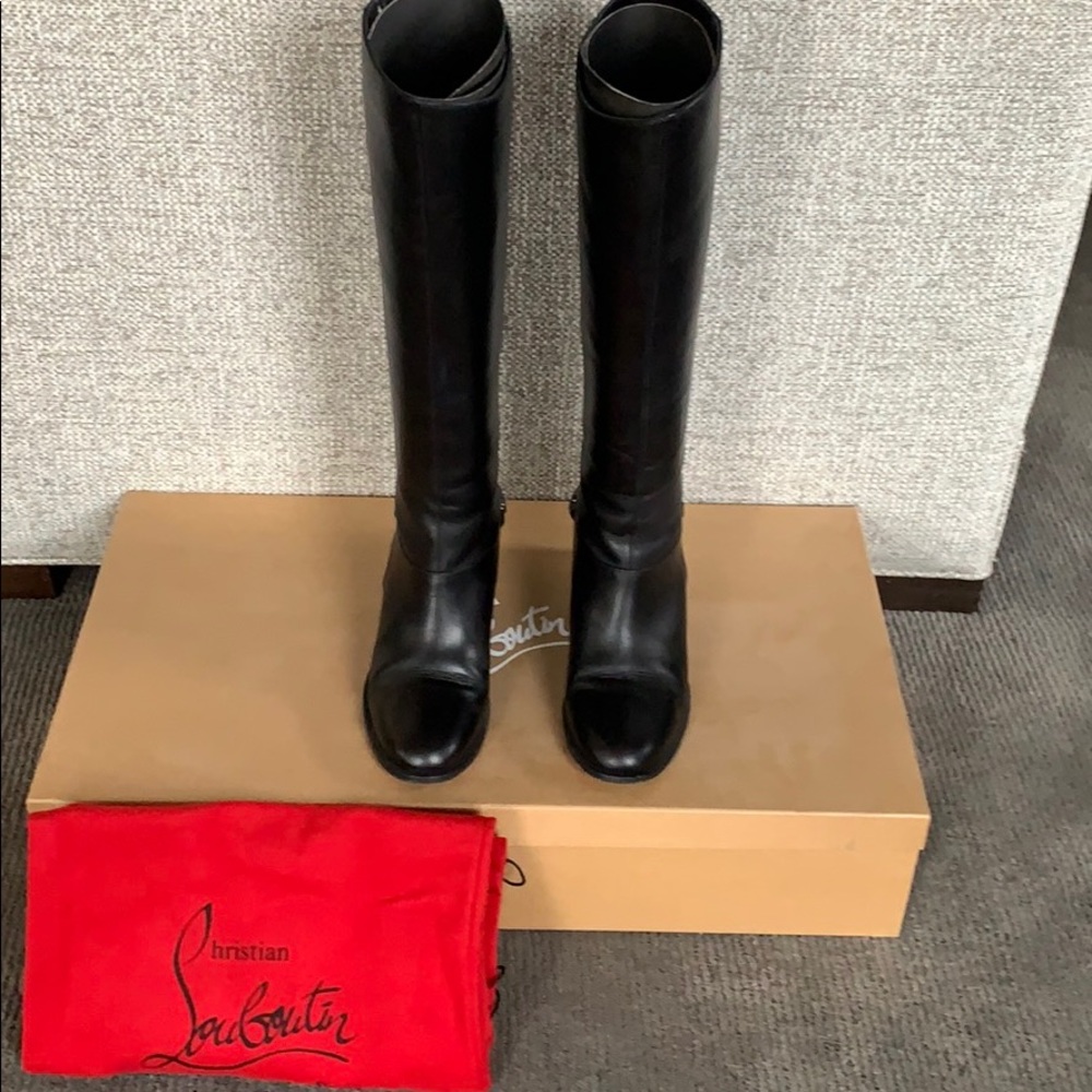 CHRISTIAN LOUBOUTIN CATE BLACK RIDING BOOTS